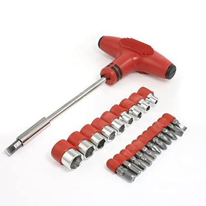 T Shape Screwdriver Set Batch Head Ratchet Pawl Socket Spanner Hand Tools